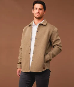 Outpost Makers Marled Twill Shacket Tan Grey Discount