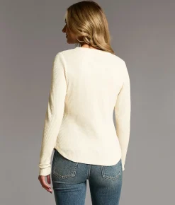 BKE Marled Waffle Knit Top Birch New