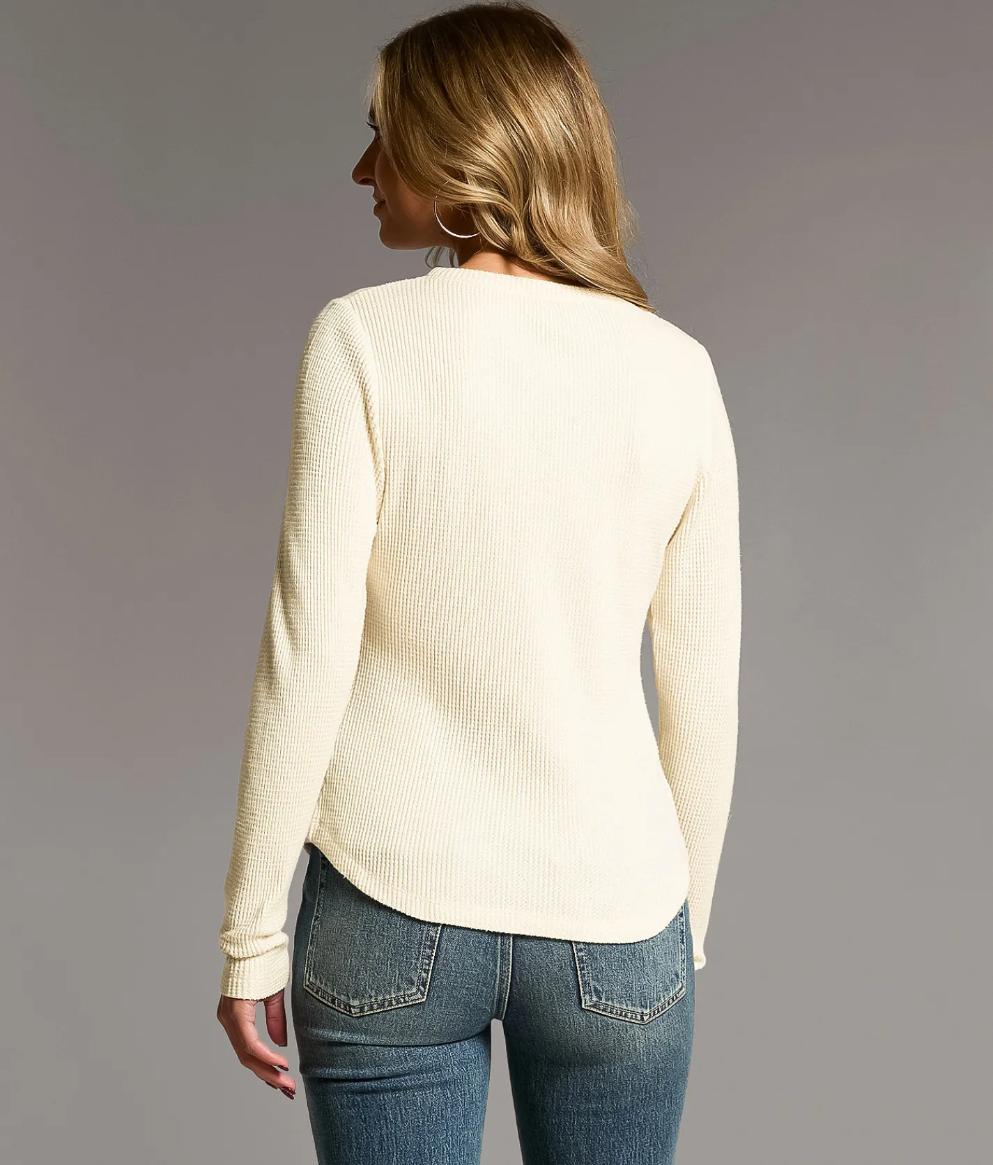 BKE Marled Waffle Knit Top Birch New