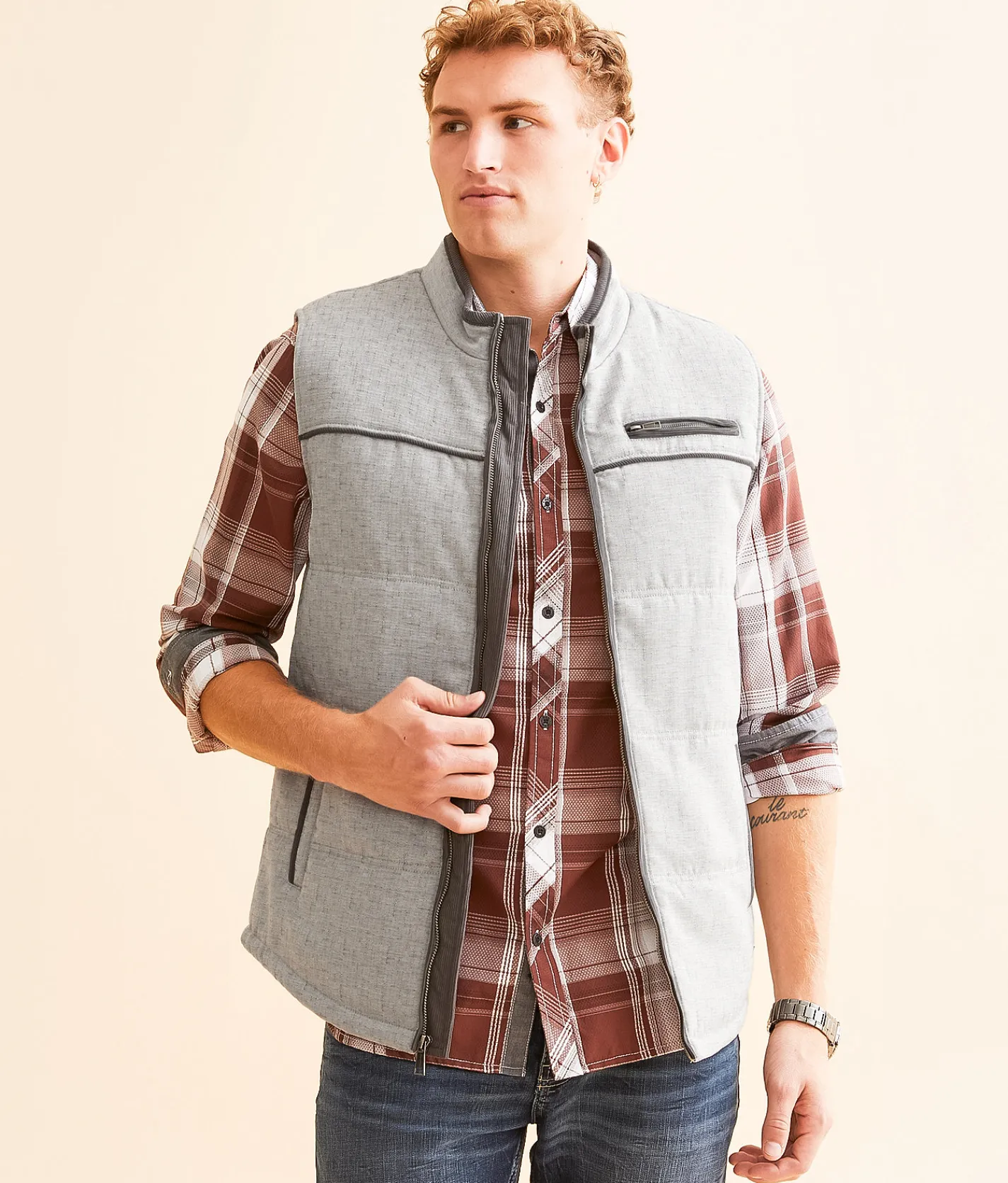 Coats & Jackets | Outpost Makers Marled Woven Vest Grey