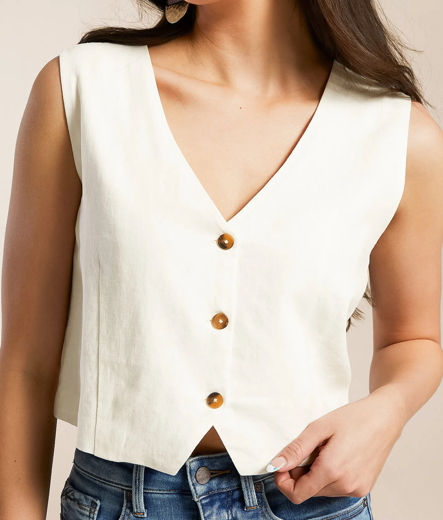 Z Supply Marta Cropped Vest White Clearance