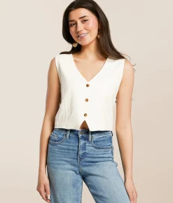 Z Supply Marta Cropped Vest White Clearance