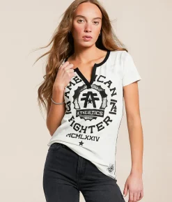 American Fighter Maryland T-Shirt White Lt Grey Ice Wash W Sale
