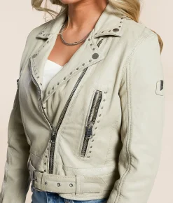 Mauritius Maryn Studded Leather Jacket Off White Online