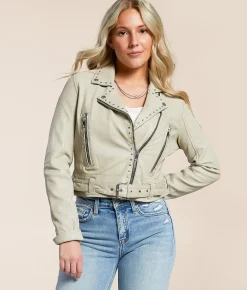 Mauritius Maryn Studded Leather Jacket Off White Online