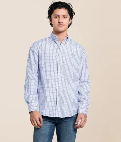 Fieldstone Mason Shirt Blue White Brown Outlet