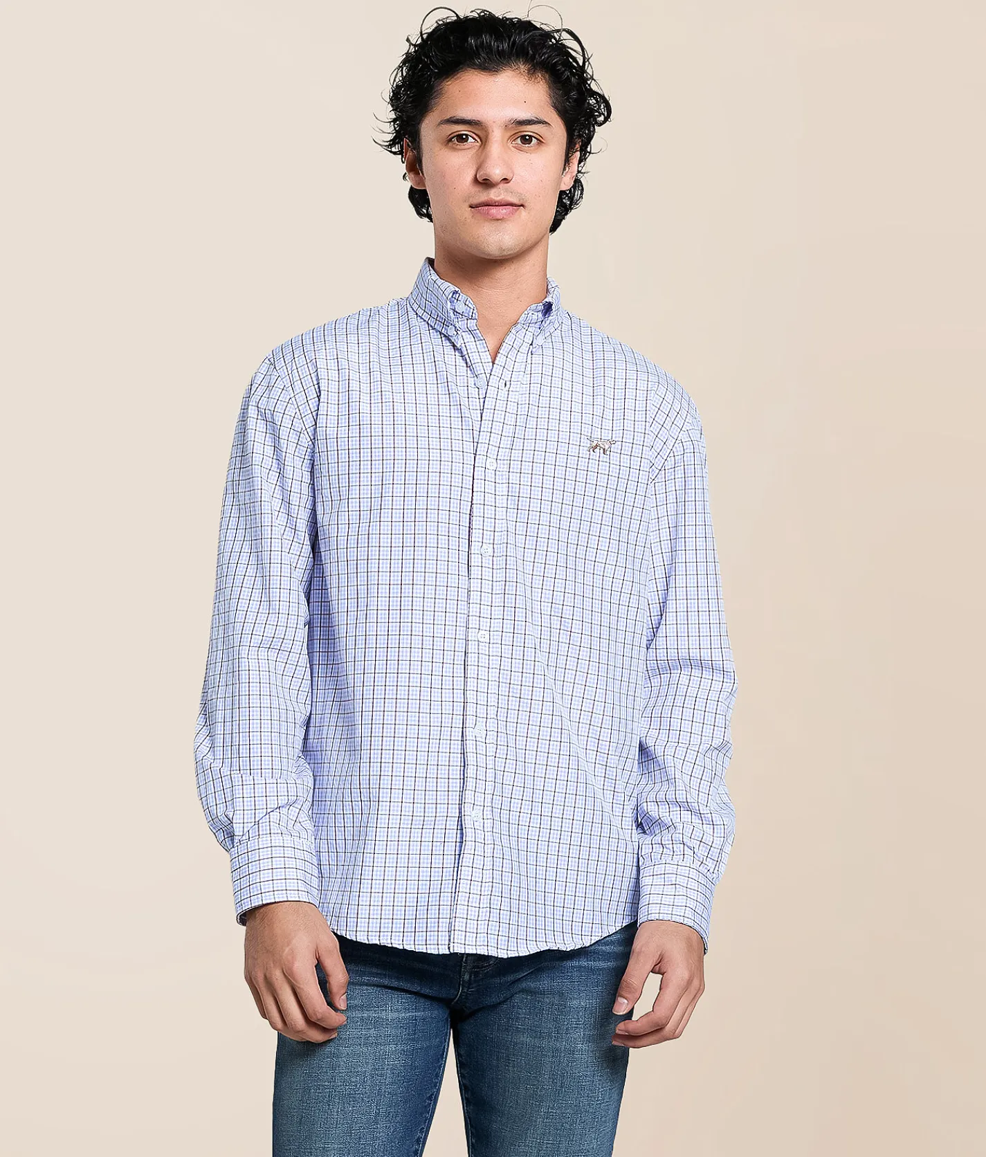 Fieldstone Mason Shirt Blue White Brown Outlet