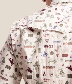 Tops | Hooey Maverick Performance Stretch Shirt White Print