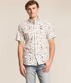 Tops | Hooey Maverick Performance Stretch Shirt White Print