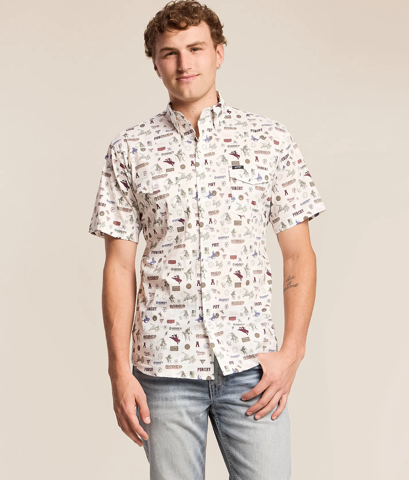 Tops | Hooey Maverick Performance Stretch Shirt White Print