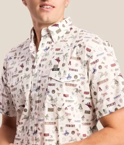 Tops | Hooey Maverick Performance Stretch Shirt White Print