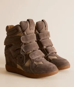 Steve Madden Mavis Wedge Sneaker Taupe Suede Discount