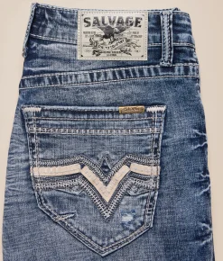 Salvage Mayhem Straight Stretch Jean Riverbend Discount