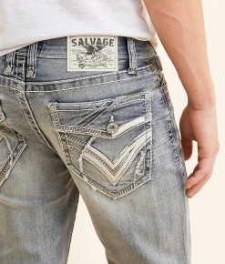 Salvage Mayhem Straight Stretch Jean Cream Brulee Discount