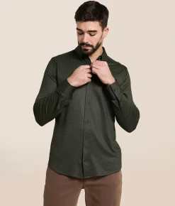 Tops | J.B. Holt Maze Knit Standard Performance Stretch Shirt Olive Black