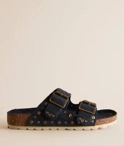 Shoes | Roan by Bed Stu Maze Studded Leather Sandal Navy Suede