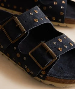 Shoes | Roan by Bed Stu Maze Studded Leather Sandal Navy Suede