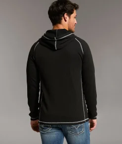 BKE McCallum Thermal Henley Hoodie Black Best