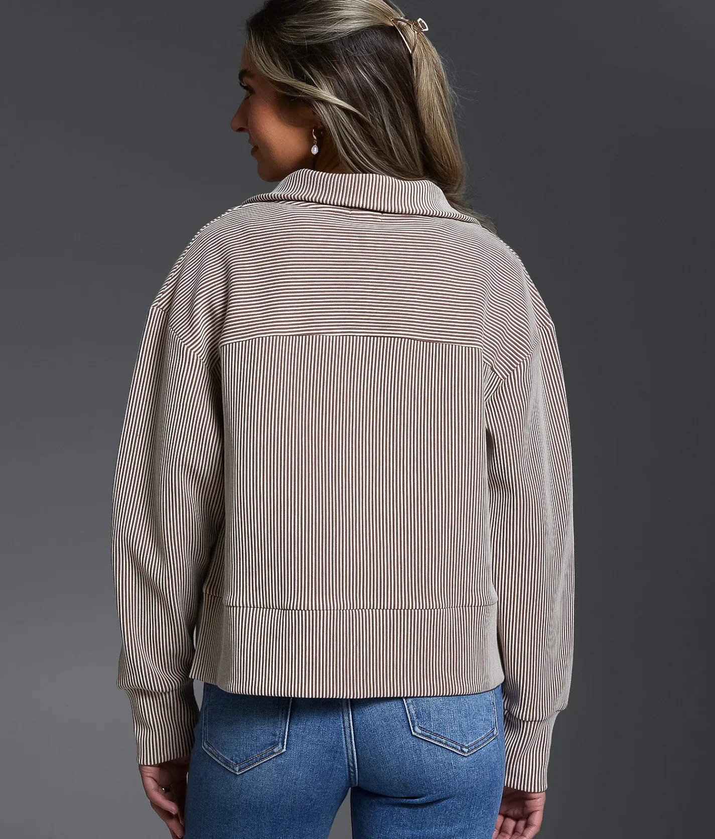 Buckle Black Meadow Striped Jacket Brown Stripe Clearance