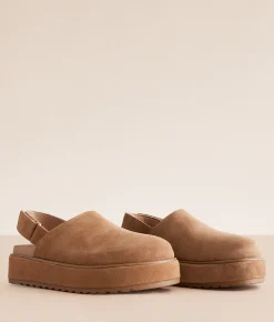 Steve Madden Mellow Leather Platform Clog Cognac Suede Hot