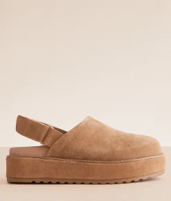 Steve Madden Mellow Leather Platform Clog Cognac Suede Hot