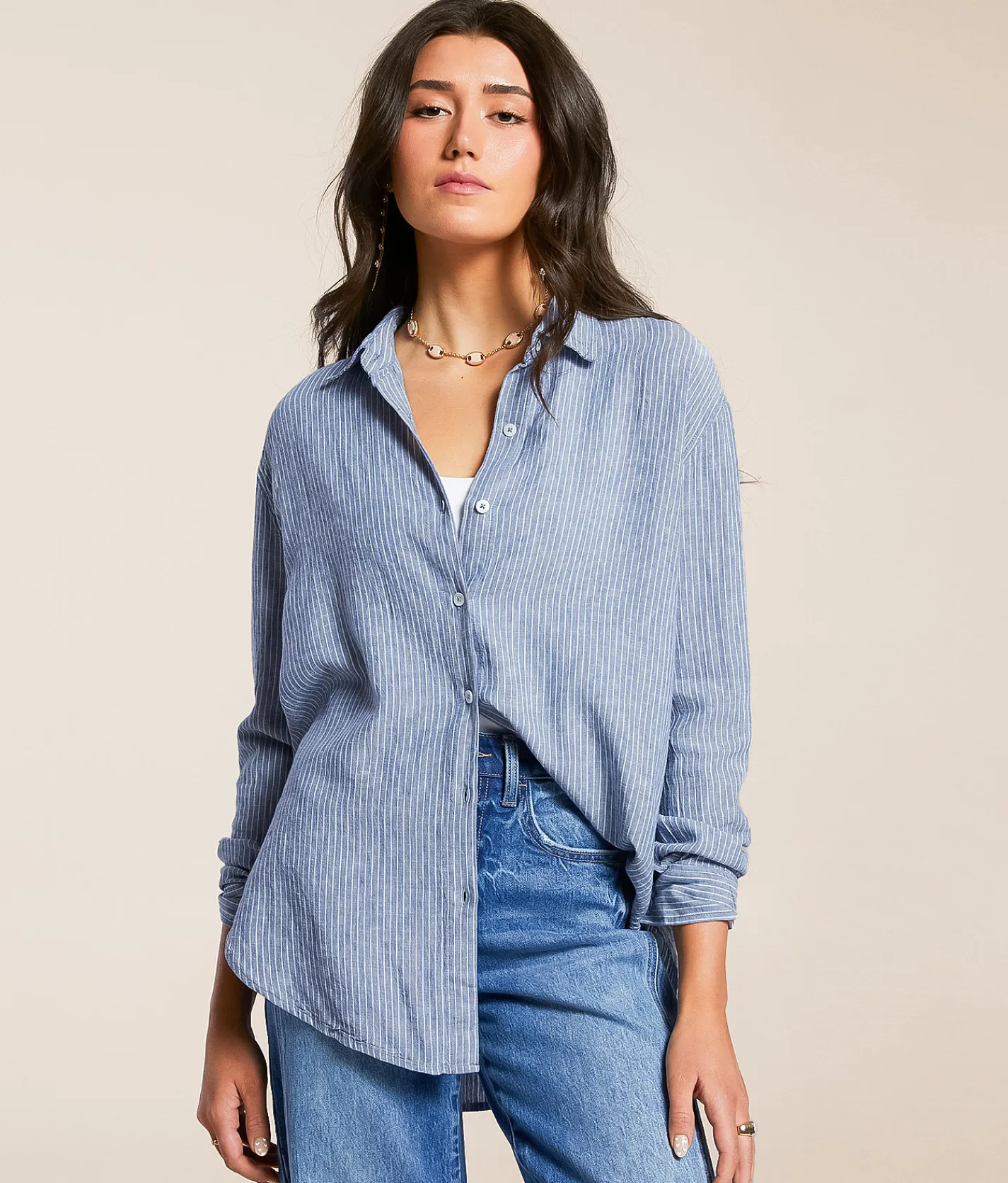 Z Supply Melody Striped Shirt Sky Blue