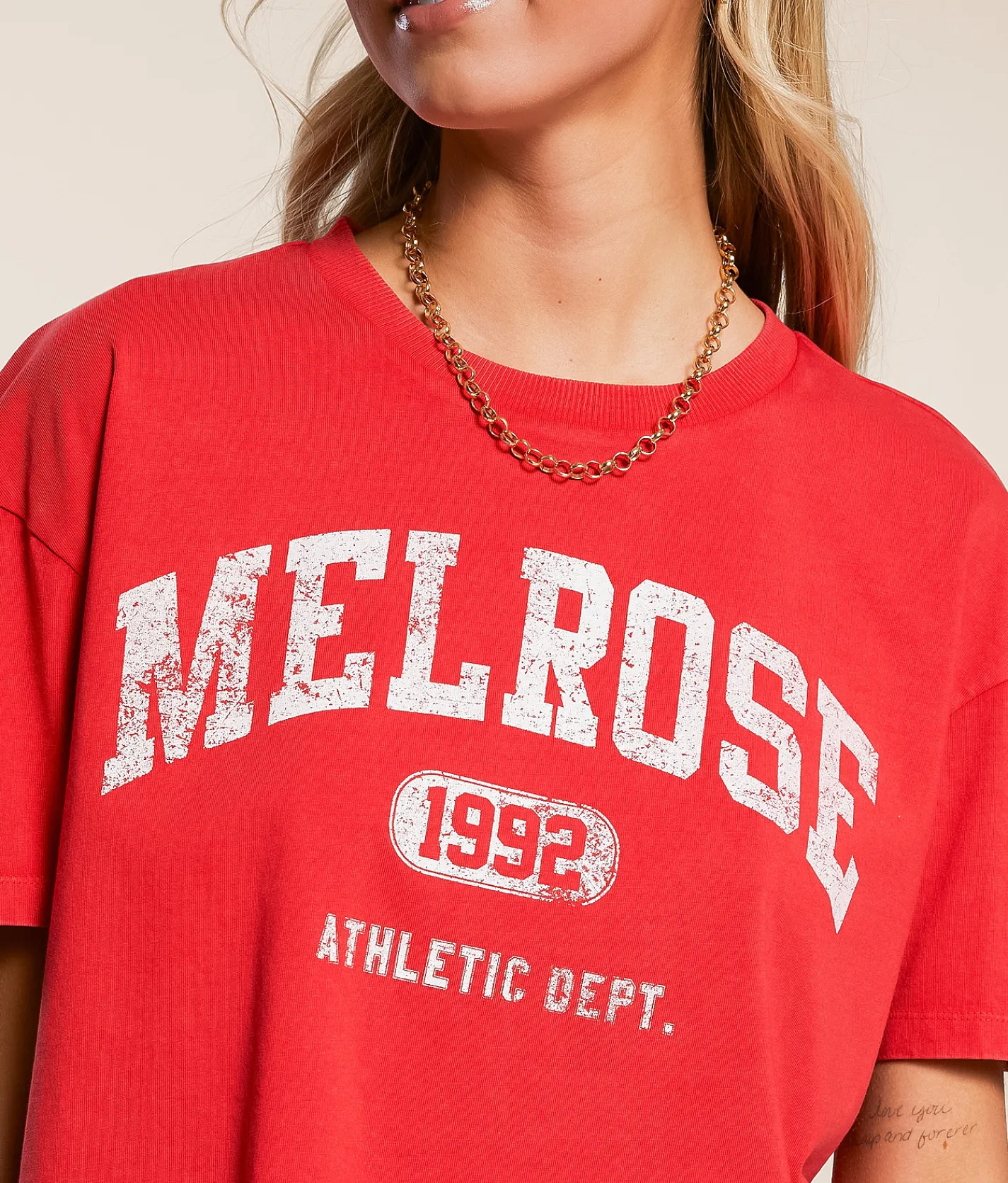 FITZ + EDDI Melrose Cropped T-Shirt Red Clearance