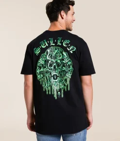 Tops|Graphic T-Shirts | Sullen Melting Skulls T-Shirt Jet Black