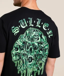 Tops|Graphic T-Shirts | Sullen Melting Skulls T-Shirt Jet Black