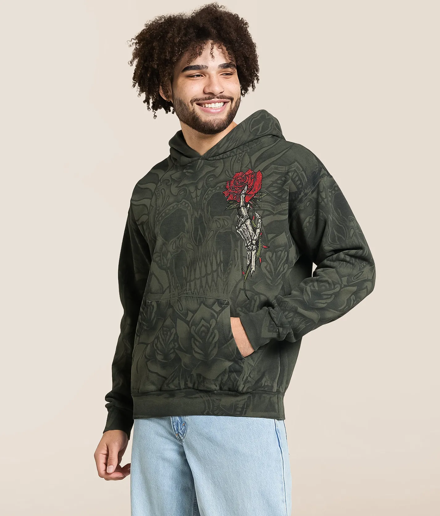 Affliction Memento Mori Hooded Sweatshirt Olive Reactive Best