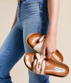 Steve Madden Memphis Raffia Sandal Cognac Online