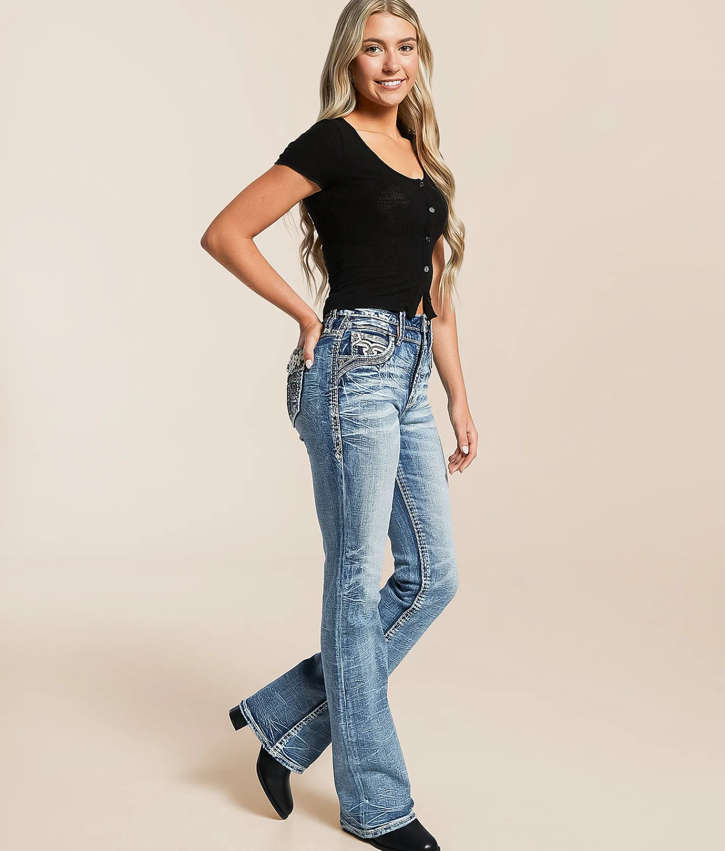Rock Revival Menora Curvy High Rise Boot Stretch Jean Menora HB200 Online
