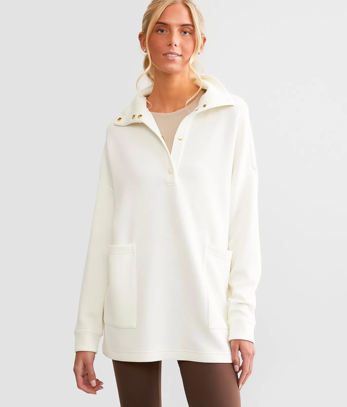 Activewear | Varley Meredith Longline Henley Pullover Egret