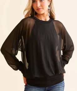 Daytrip Mesh Dolman Top Ivory Outlet