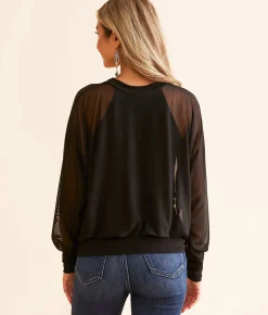 Daytrip Mesh Dolman Top Ivory Outlet