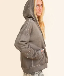 Tops | Gilded Intent Mesh Inset Hooded Sweatshirt Bungee Cord