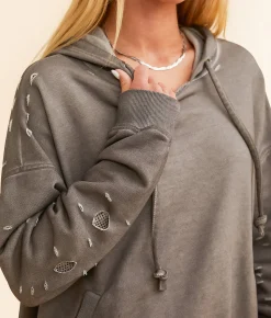 Tops | Gilded Intent Mesh Inset Hooded Sweatshirt Bungee Cord