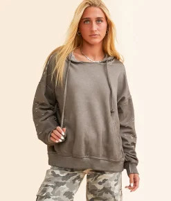 Tops | Gilded Intent Mesh Inset Hooded Sweatshirt Bungee Cord