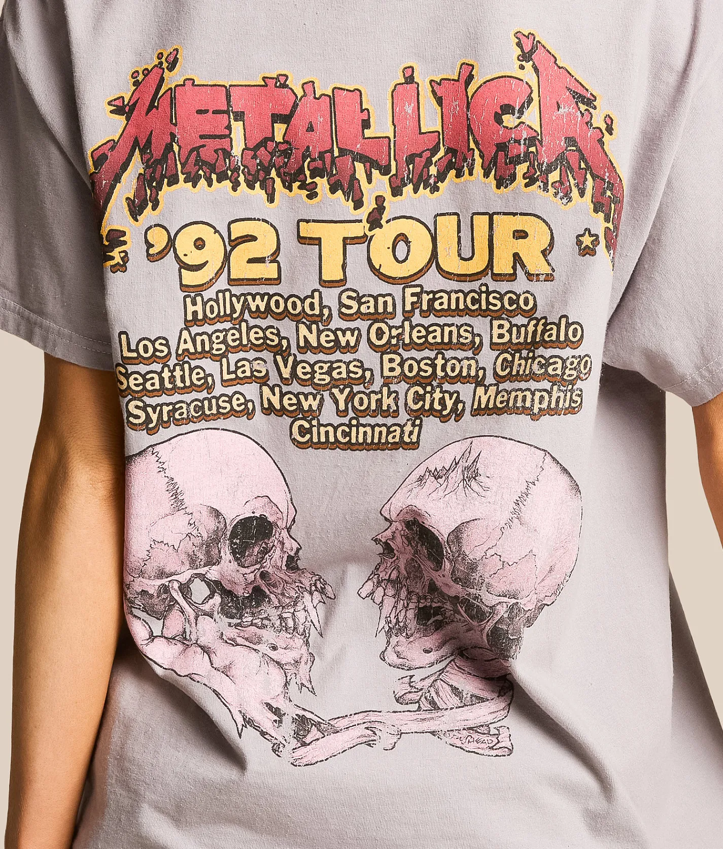 Tops | Merch Traffic Metallica '92 Tour Oversized Band T-Shirt Opal Grey