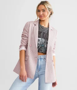 Tops|Coats & Jackets | Know One Cares Metallic Blazer Pink