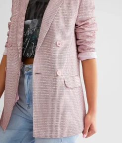 Tops|Coats & Jackets | Know One Cares Metallic Blazer Pink