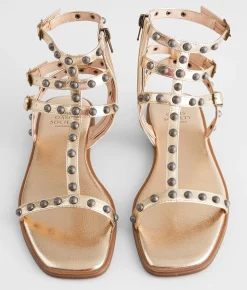 Shoes | Oasis Society Metallic Gladiator Sandal Metallic Gold
