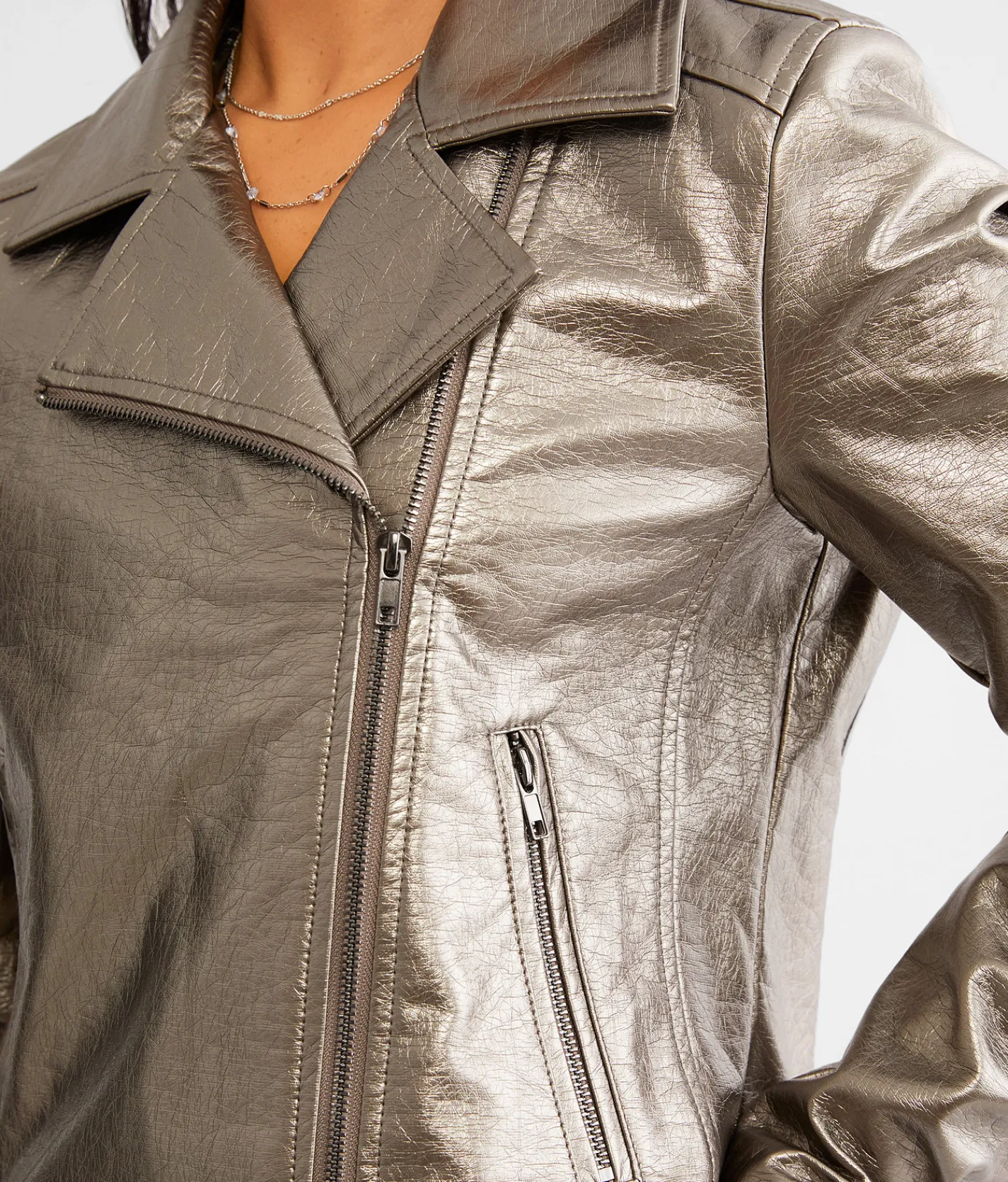 Willow & Root Metallic Moto Jacket Pewter Sale