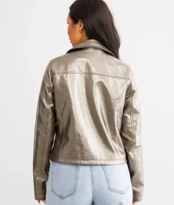 Willow & Root Metallic Moto Jacket Pewter Sale
