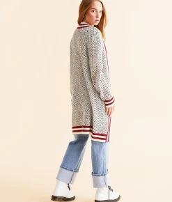 DH Apparel Metallic Open Stitch Cardigan Sweater Grey Best