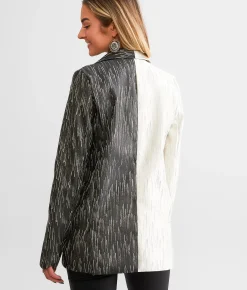 Tops|Coats & Jackets | A. Peach Metallic Split Blazer Black Cream