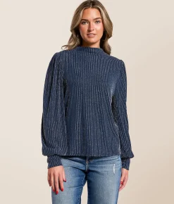 Daytrip Metallic Striped Top Navy Best
