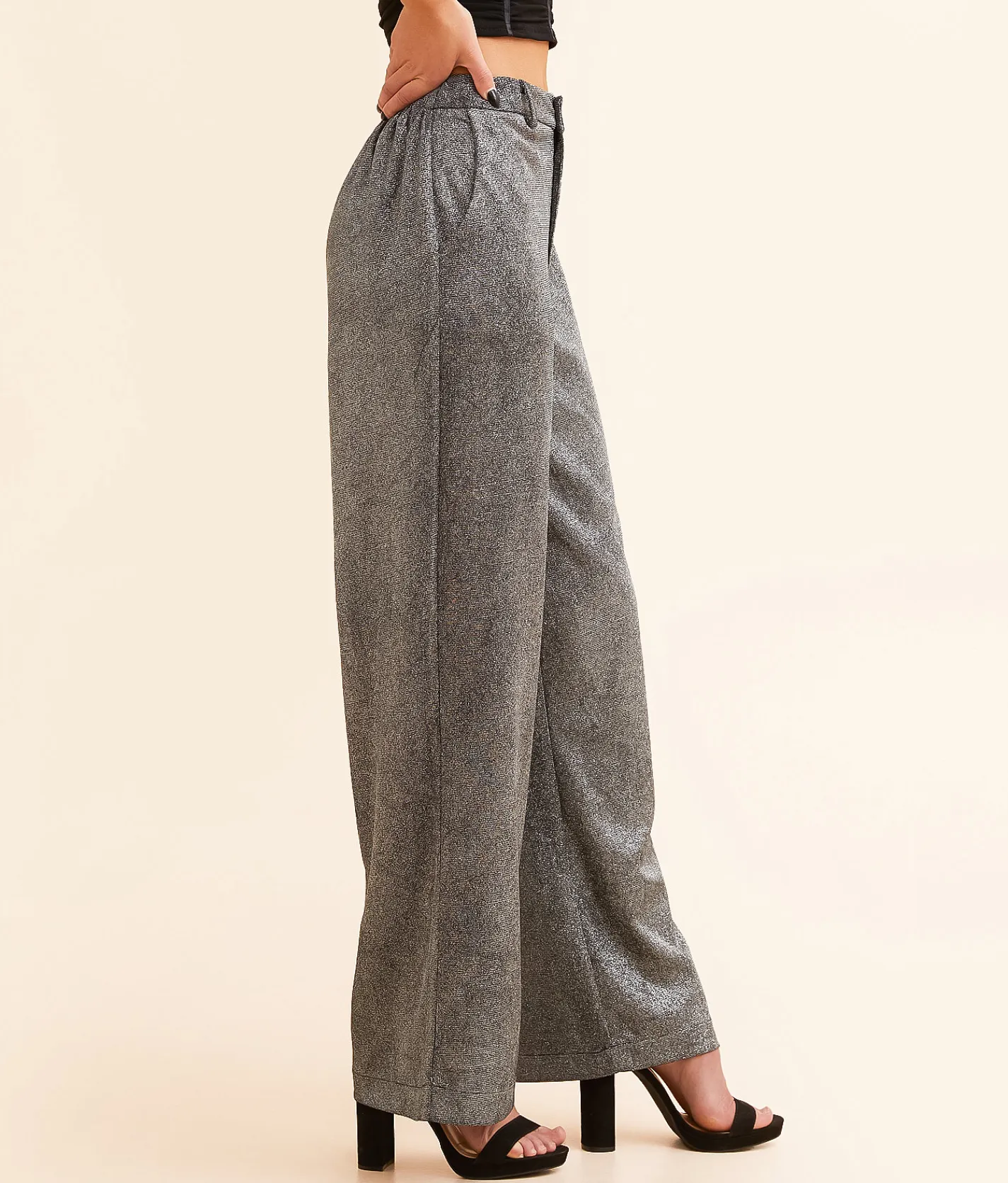 Willow & Root Metallic Trouser Pant Black Silver Discount