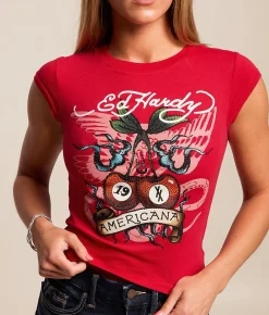 Tops | Ed Hardy MGK Cherries Baby T-Shirt Cherry