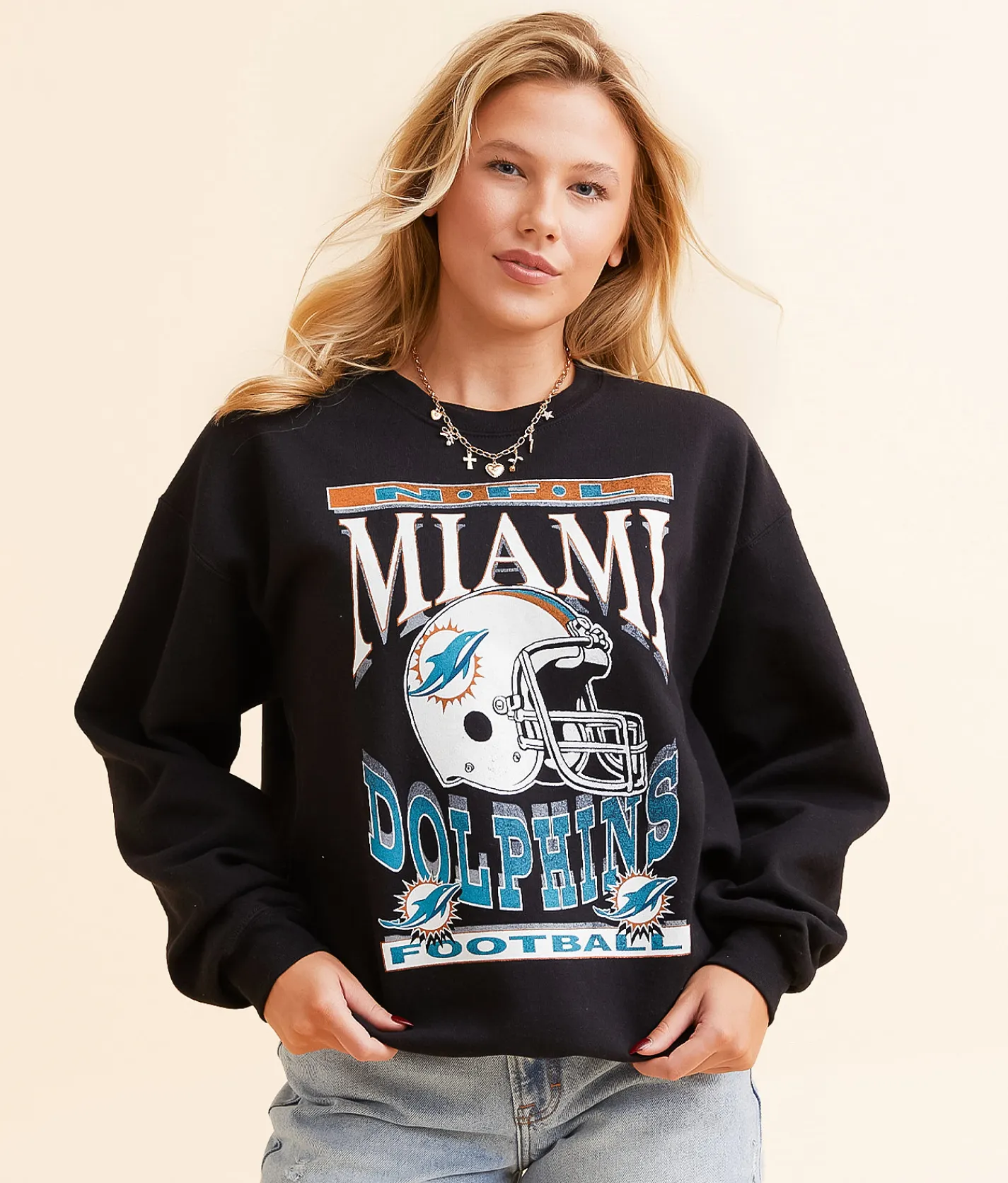 Junkfood Miami Dolphins Helmet Pullover Black New